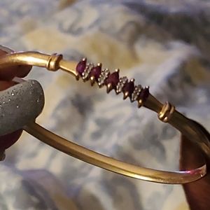 Ruby and Diamond Bangle Bracelet 10kt Gold